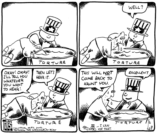Editorial Cartoon by Tom Toles, Washington Post on Bush, GOP Clash Over Torture