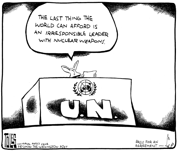 Editorial Cartoon by Tom Toles, Washington Post on UN Takes On Key Issues