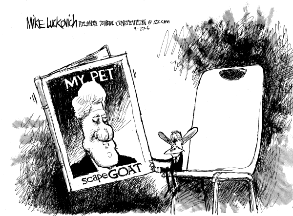Editorial Cartoon by Mike Luckovich, Atlanta Journal-Constitution on Bush Proud of Homeland Defense
