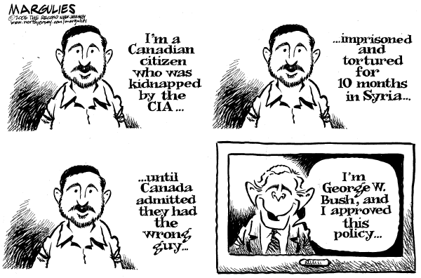 Editorial Cartoon by Jimmy Margulies, The Record, New Jersey on Bush Proud of Homeland Defense