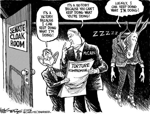 Editorial Cartoon by Kevin Siers, Charlotte Observer on Torture Compromise Reached