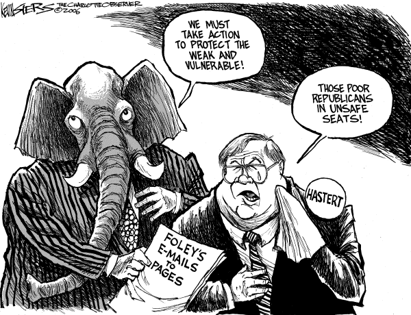 Editorial Cartoon by Kevin Siers, Charlotte Observer on Sex Scandal Puts GOP in Chaos