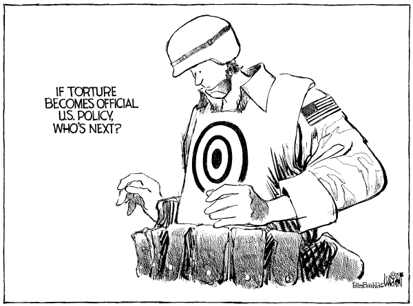 Editorial Cartoon by Don Wright, Palm Beach Post on Congress OKs Torture