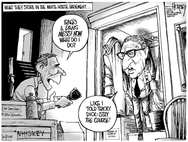 Editorial Cartoon by David Horsey, Seattle Post-Intelligencer on The President Remains Confident