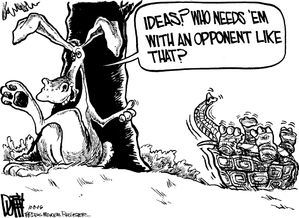 Editorial Cartoon by Brian Duffy, Des Moines Register on Democrats Staying the Course