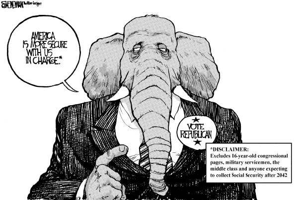 Editorial Cartoon by Drew Sheneman, Newark Star Ledger on GOP Rallies Around Traditional Values