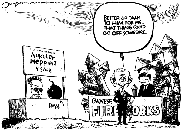 Editorial Cartoon by Jack Ohman, The Oregonian on North Korea Tests Nuclear Weapon