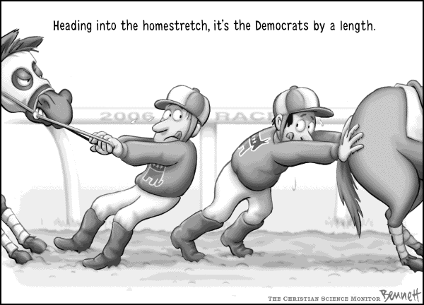 Editorial Cartoon by Clay Bennett, Christian Science Monitor on Fall Races Heat Up