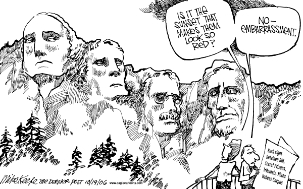 Editorial Cartoon by Mike Keefe, Denver Post on Congress, Bush Assault Constitution
