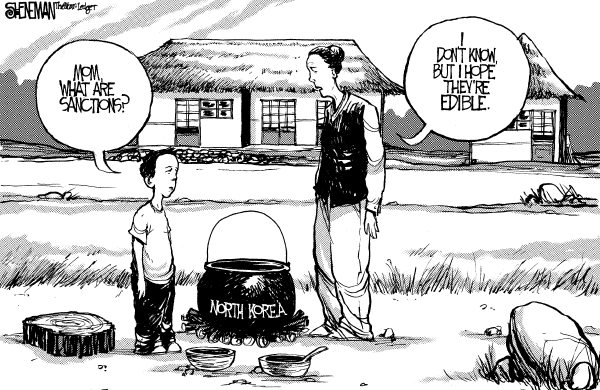 Editorial Cartoon by Drew Sheneman, Newark Star Ledger on Fallout Over Nuke Test