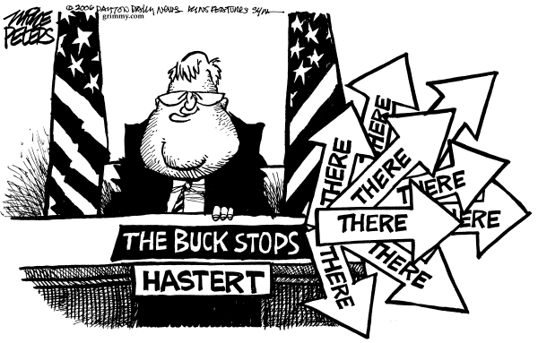 Editorial Cartoon by Mike Peters, Dayton Daily News on Hastert Feels the Heat
