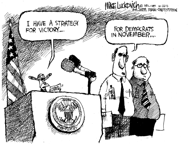 Editorial Cartoon by Mike Luckovich, Atlanta Journal-Constitution on Shock and Awe