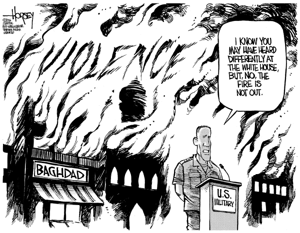 Editorial Cartoon by David Horsey, Seattle Post-Intelligencer on Shock and Awe