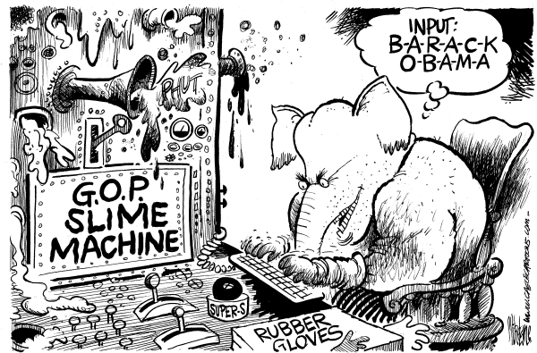 Editorial Cartoon by Mike Lane, Cagle Cartoons on Obama Flirts with Party
