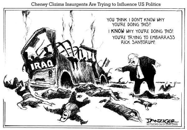 Editorial Cartoon by Jeff Danziger, CWS/CartoonArts Intl. on Cheney Sings GOP Praises