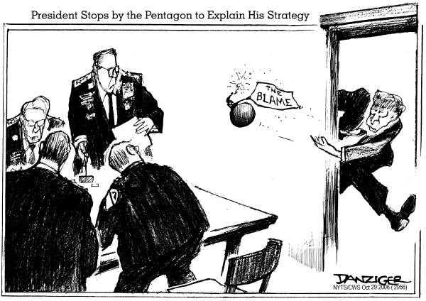 Editorial Cartoon by Jeff Danziger, CWS/CartoonArts Intl. on US Winning in Iraq, Bush Says