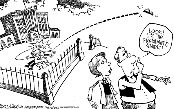 Editorial Cartoon by Mike Keefe, Denver Post on Bush Pledges Bipartisan Support