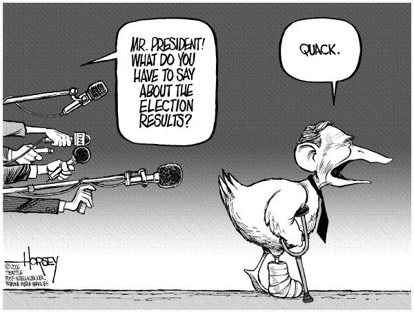 Editorial Cartoon by David Horsey, Seattle Post-Intelligencer on Bush Pledges Bipartisan Support