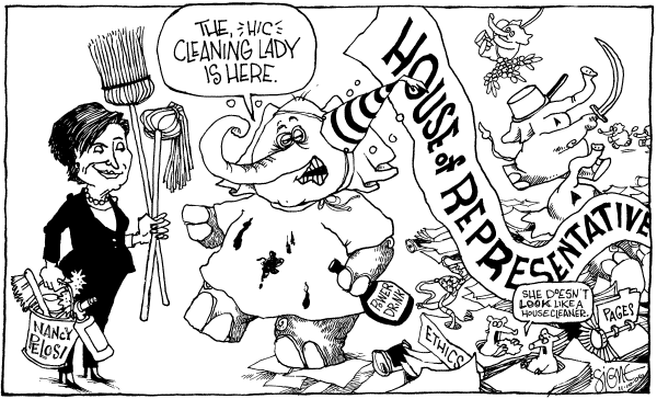 Editorial Cartoon by Signe Wilkinson, Philadelphia Daily News on Nancy Pelosi to Become Speaker