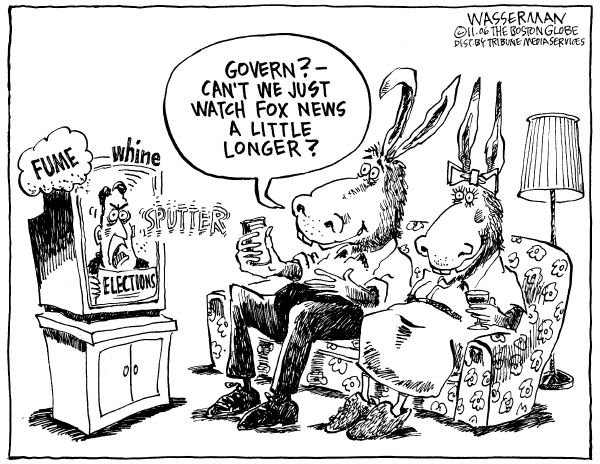 Editorial Cartoon by Dan Wasserman, Boston Globe on Democrats Take Control