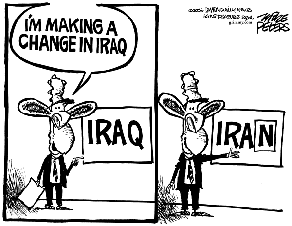 Editorial Cartoon by Mike Peters, Dayton Daily News on US Seeks Solution to War