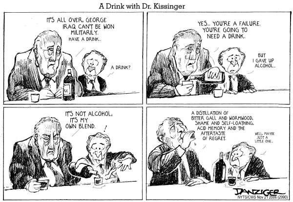 Editorial Cartoon by Jeff Danziger, CWS/CartoonArts Intl. on Kissinger: War Victory Not Possible