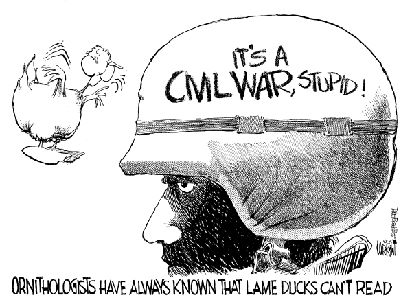 Editorial Cartoon by Don Wright, Palm Beach Post on Bush: Iraq War Not Civil