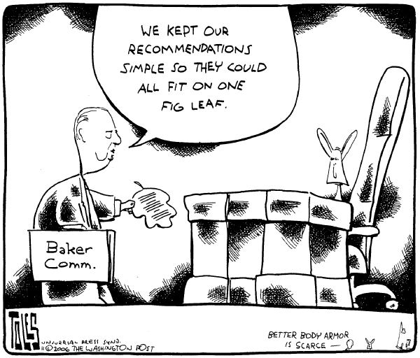 Editorial Cartoon by Tom Toles, Washington Post on Baker Report: New Course in Iraq