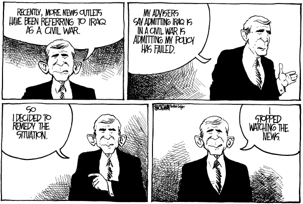 Editorial Cartoon by Drew Sheneman, Newark Star Ledger on Iraq Braces for Next Phase