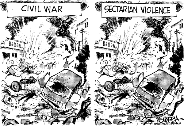Editorial Cartoon by Jeff Koterba, Omaha World-Herald on Iraq Braces for Next Phase