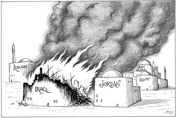 Editorial Cartoon by Tony Auth, Philadelphia Inquirer on Iraq Braces for Next Phase