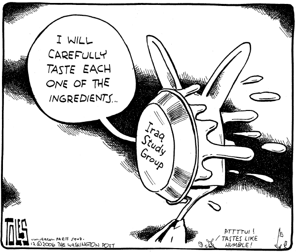 Editorial Cartoon by Tom Toles, Washington Post on Bush Weighs Iraq Report