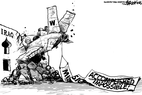 Editorial Cartoon by Gary Brookins, Richmond Times-Dispatch on Bush Weighs Iraq Report