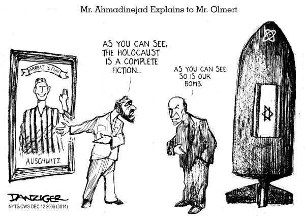 Editorial Cartoon by Jeff Danziger, CWS/CartoonArts Intl. on Iran Denies Holocaust