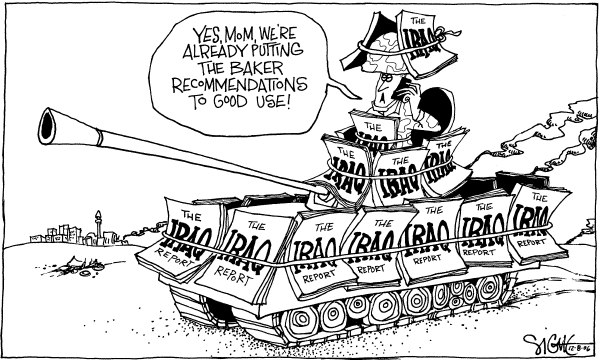Editorial Cartoon by Signe Wilkinson, Philadelphia Daily News on Hopeful Signs in Iraq