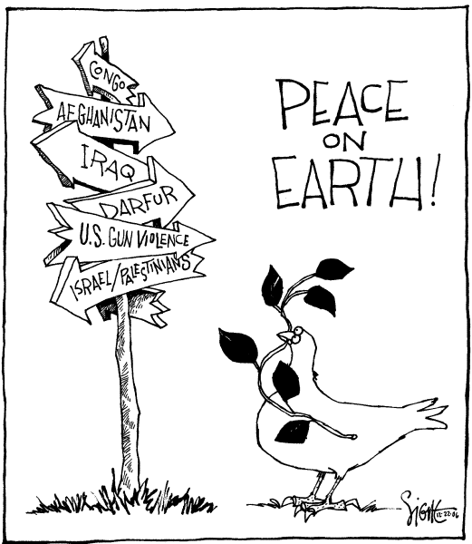 Editorial Cartoon by Signe Wilkinson, Philadelphia Daily News on Holiday Season In Full Swing