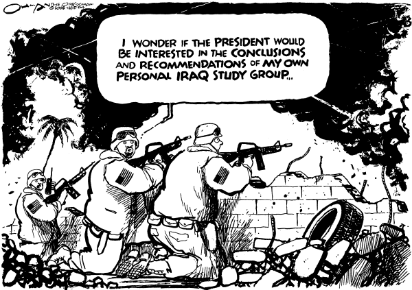 Editorial Cartoon by Jack Ohman, The Oregonian on US Troops Dig In