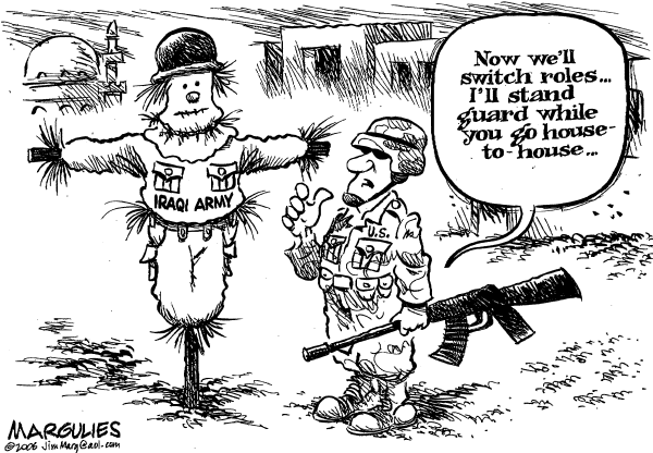 Editorial Cartoon by Jimmy Margulies, The Record, New Jersey on US Troops Dig In