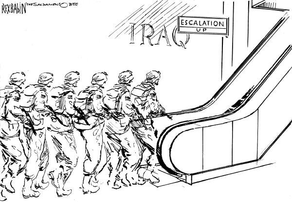 Editorial Cartoon by Rex Babin, Sacramento Bee on US Troops Dig In