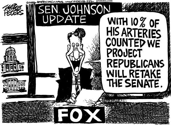 Editorial Cartoon by Mike Peters, Dayton Daily News on Sen. Johnson's Stroke Raises Fears