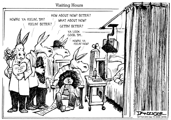 Editorial Cartoon by Jeff Danziger, CWS/CartoonArts Intl. on Sen. Johnson's Stroke Raises Fears