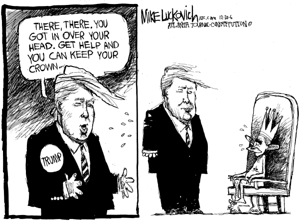Editorial Cartoon by Mike Luckovich, Atlanta Journal-Constitution on Trump Lets Beauty Keep Crown