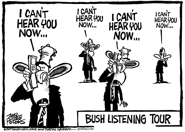 Editorial Cartoon by Mike Peters, Dayton Daily News on Bush Calls for Escalation