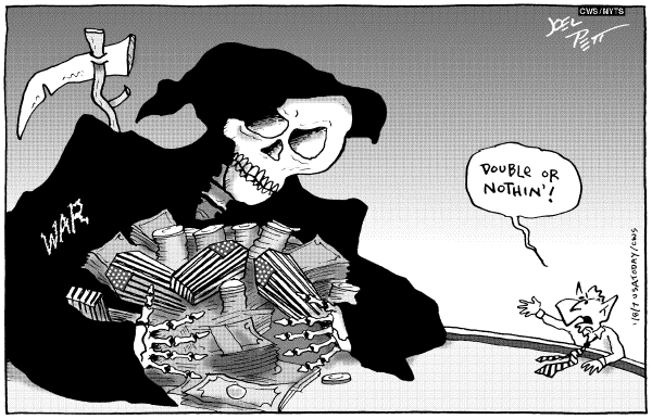 Editorial Cartoon by Joel Pett, Lexington Herald-Leader, CWS/CartoonArts Intl. on Bush Calls for Escalation