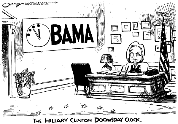 Editorial Cartoon by Jack Ohman, The Oregonian on Obama, Clinton Declare