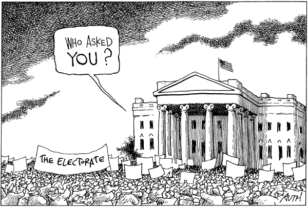 Editorial Cartoon by Tony Auth, Philadelphia Inquirer on Bush Seeks Expanded Powers