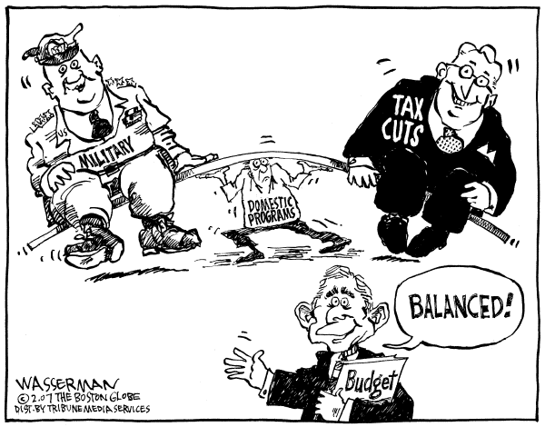 Editorial Cartoon by Dan Wasserman, Boston Globe on Military Budget Increased