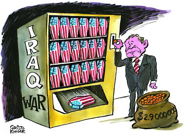 Editorial Cartoon by Christo Komarnitski, Sega, Sofia, Bulgaria on Hopeful Signs in Iraq