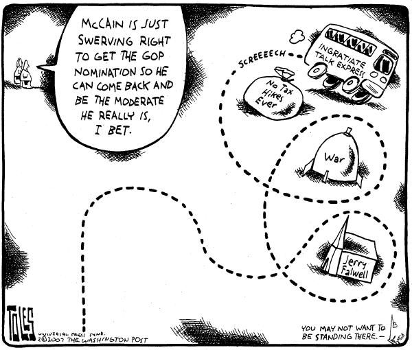 Editorial Cartoon by Tom Toles, Washington Post on Presidential Campaigns in High Gear