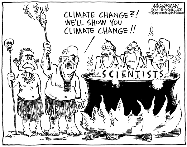 Editorial Cartoon by Dan Wasserman, Boston Globe on Government Scientists Chilled